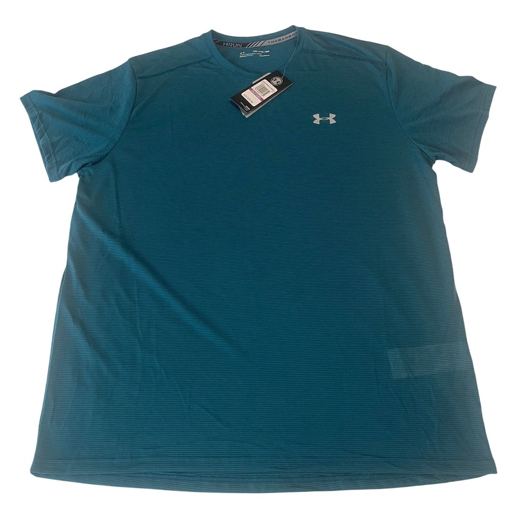 00658 Under Armour Threadborne Mens XXL Teal Golf Athletic TShirt Heatgear NWT - Picture 8 of 10